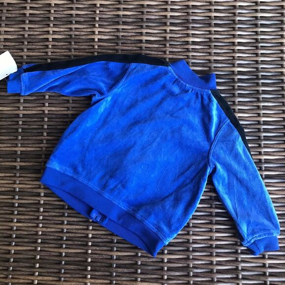 Puma Boys Jacket Size 24 Months Blue Black Velour Zip Front Track Style Soft NEW - Picture 7 of 8